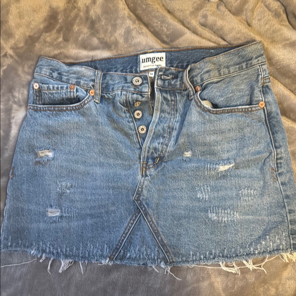 Umgee Distressed Blue Mini Skirt